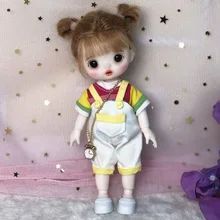 

16CM Super Cute Fashion Suit Princess Doll OB11 Joints Body Figure Dolls 1/8 Scale Handmade Makeup BJD Toy Gift For Girls C1606