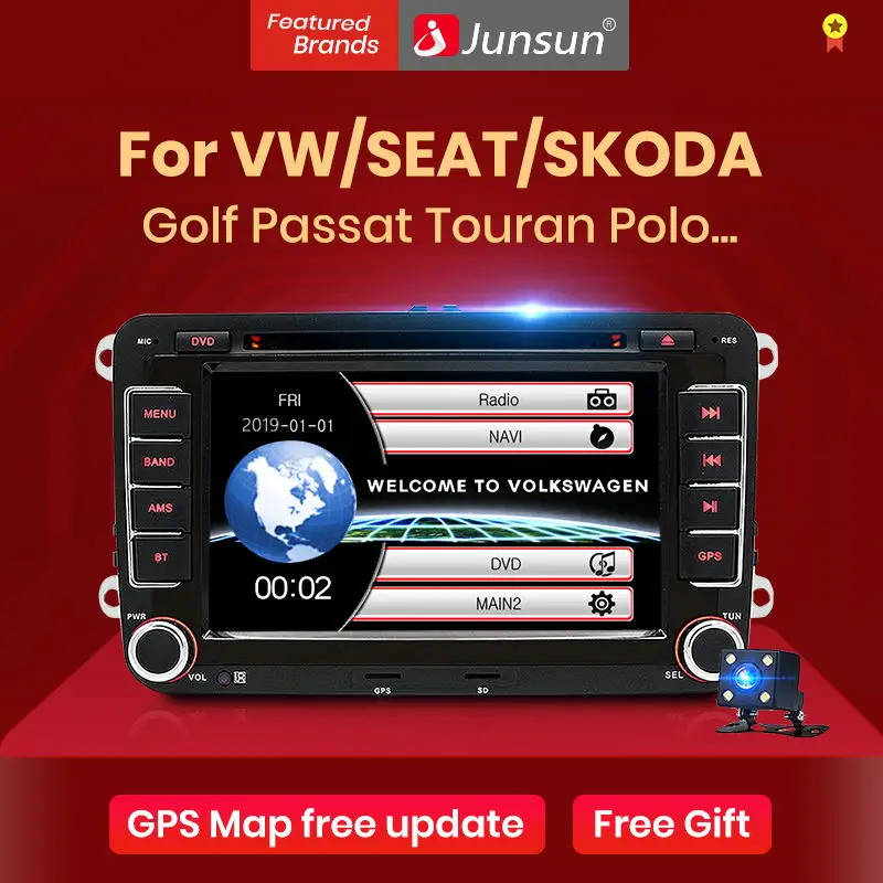 Автомагнитола Junsun 2 din мультимедийный плеер 7 дюймов с DVD для VW Golf 5 Passat b6 SEAT leon Tiguan