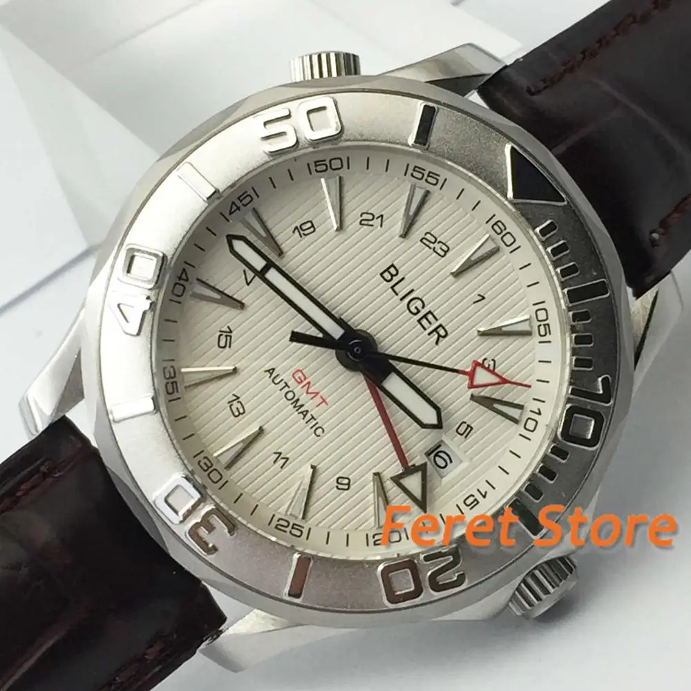 Новинка 2019 Мужские автоматические часы 41 мм GMT серебристые роскошные