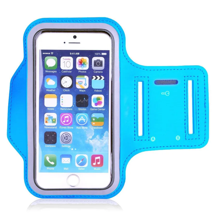 5,5 дюймов Универсальный Открытый спортивный держатель для телефона нарукавный чехол для Xiaomi Тренажерный Зал Беговая сумка для телефона нарукавник чехол для huawei p20 рука - Цвет: Light Blue