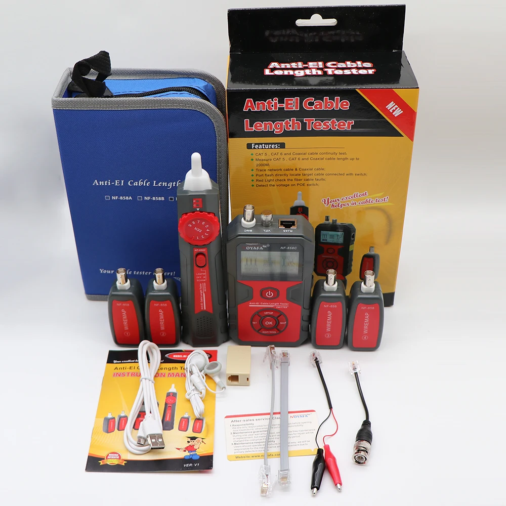 Cable Line Locator Portable Wire Tracker Cable Tester Finder Network Cable Testing RJ11 RJ45 BNC Cable Line NOYAFA NF-858C