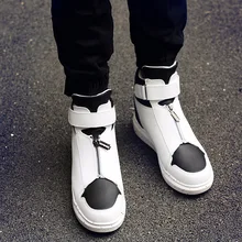 Мужская кожаная обувь; Зимняя мужская обувь с высоким берцем и золотыми черепами на молнии; мужские кроссовки в стиле хип-хоп; мужские кроссовки Kanye West; Zapatillas Homme