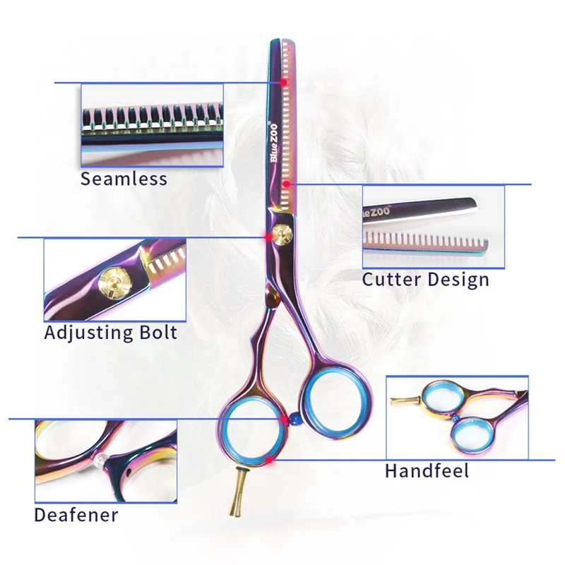 Professional Japan 5.5 Inch Rainbow Cut Hair Scissors Set Cutting Shears Thinning Barber Scissor Hairdressing Scissors