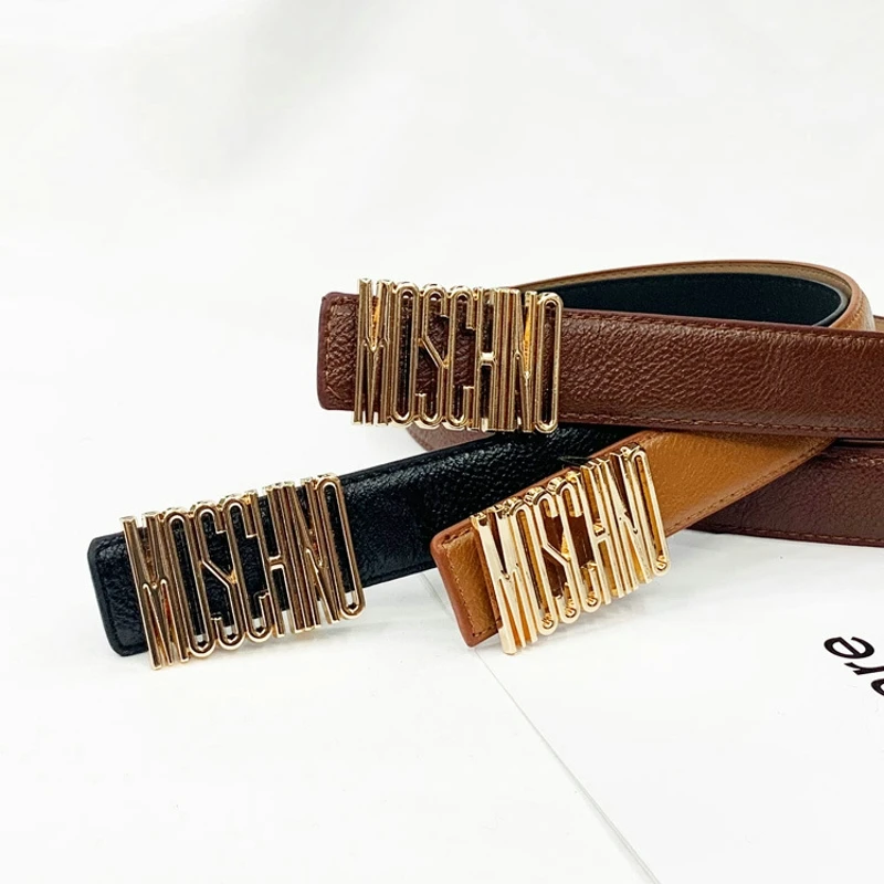 

New high quality ladies belt English letters trend belt MOSCHIN0 wild jeans decorative belt fashion simple ladies belt M13