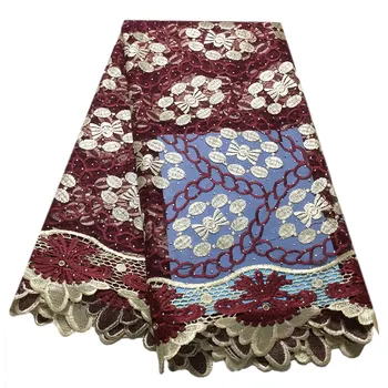 

guipure lace african french lace fabric with stone embroidered tulle net cloth 5yards nigerian lace fabric for wedding PL31309