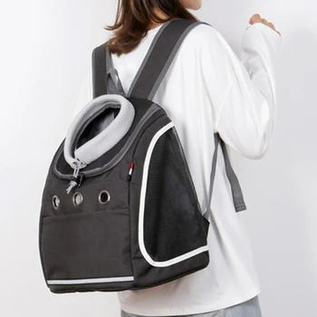 

Breathable Transparent SIde Mesh Window Cat Backpack Drawstring Elastic Top Breathable Pet Carrier Handbag Outdoor Pet