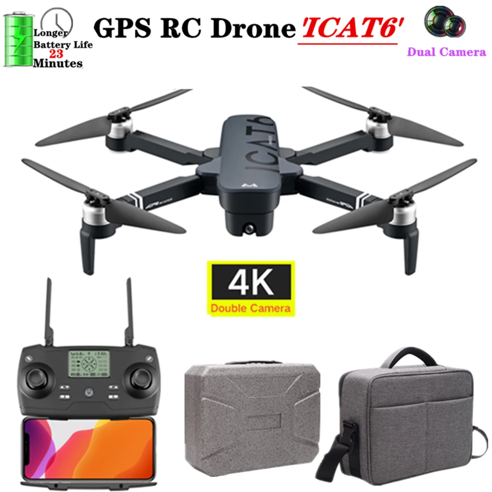Новый SMRC ICAT6 5G gps бесщеточный двигатель Радиоуправляемый Дрон wifi 4K двойная HD
