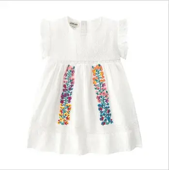 

wholesale girls wedding dress baby girl summer flower embroidery lace princess dress