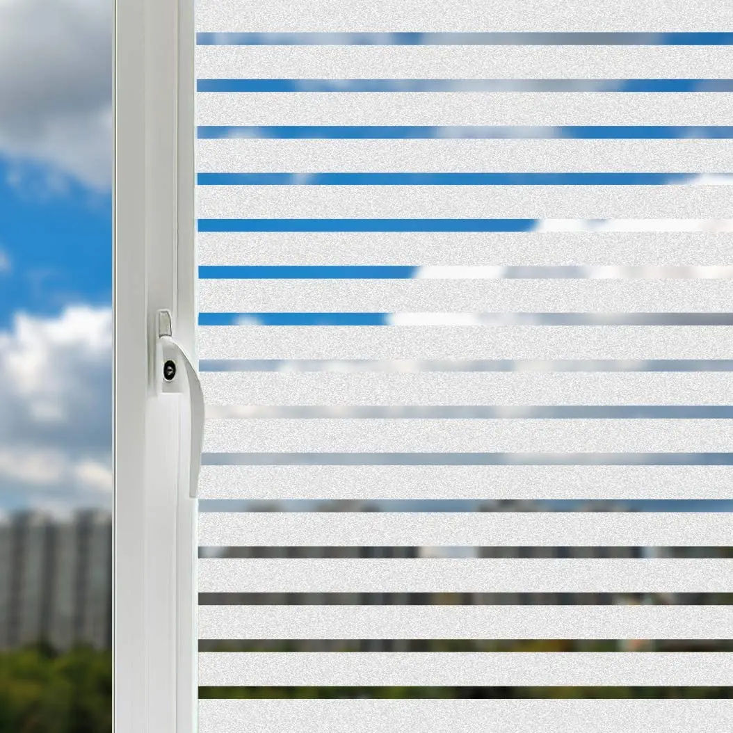 300cm Long Office Striped Static Cling Self-Adhesive Glass Film UV Insulation Vinyl Frosted Privacy Window Film