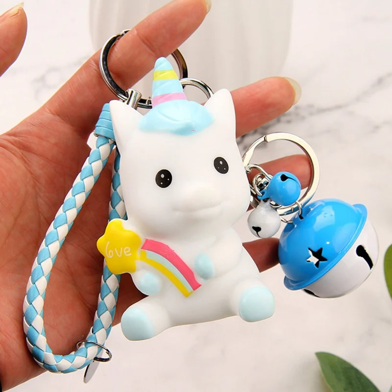 

Rainbow Silicone Animal Unicorn Keychain For Men Women Bag Ornament Phone Key Chain Porte Clef Keyring Bag Decoration Jewelry