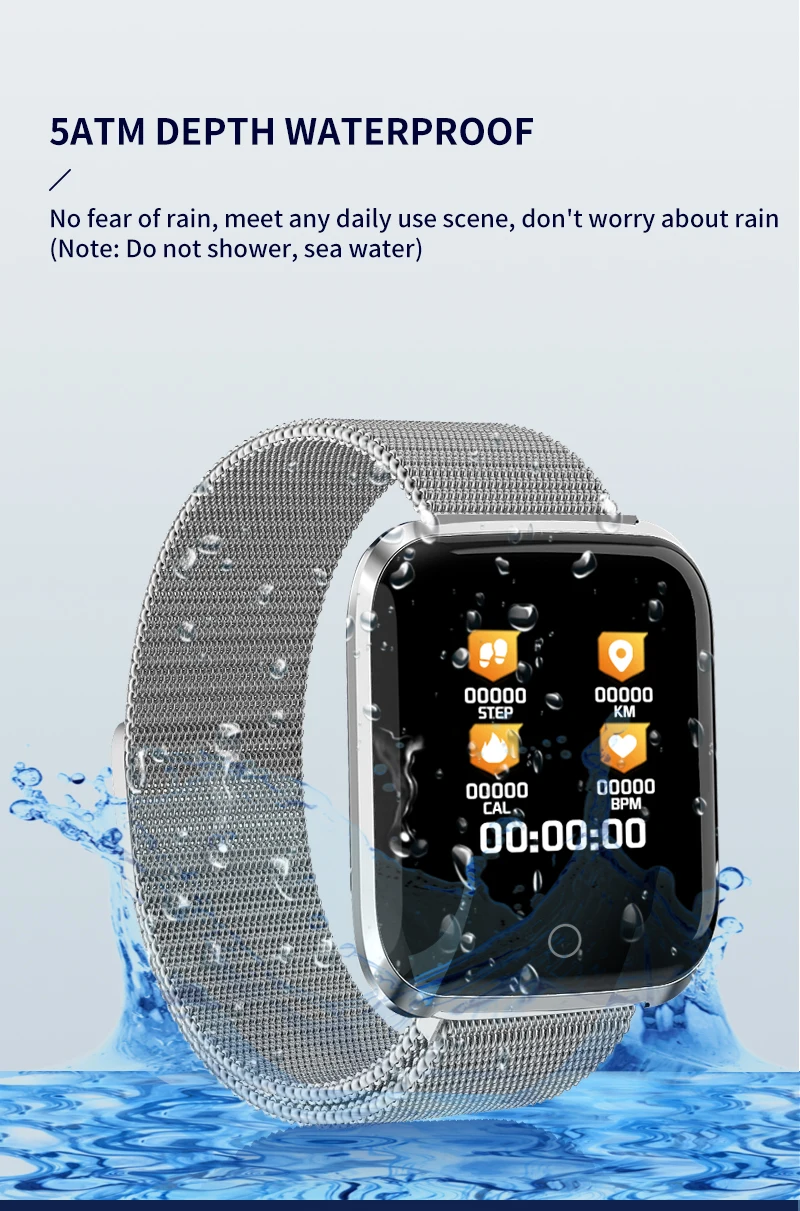 Фитнес-трекер, умные часы, водонепроницаемые, спортивные, для IOS, Android, телефон, умные часы, пульсометр, функции кровяного давления