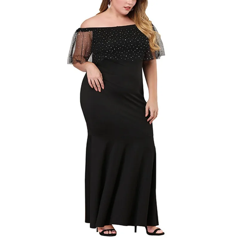 

Summer new women's large size 3XL 4XL 5XL 6XL 7XL sexy word collar wrapped chest dress