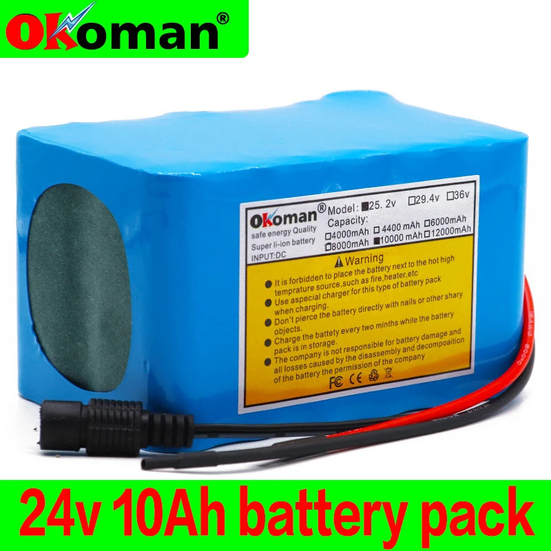 

6s4p 24V 10Ah 18650 Battery Pack Lithium Ion Battery 25.2V 10000mAh Bicycle Moped Power Tools Battery with BMS