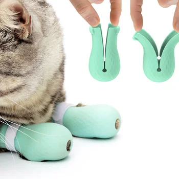 

4x Pet Cat Silicone Shoes Kitty Anti-Scratch Paw Protector For Bathing Grooming Great Utility Convenient