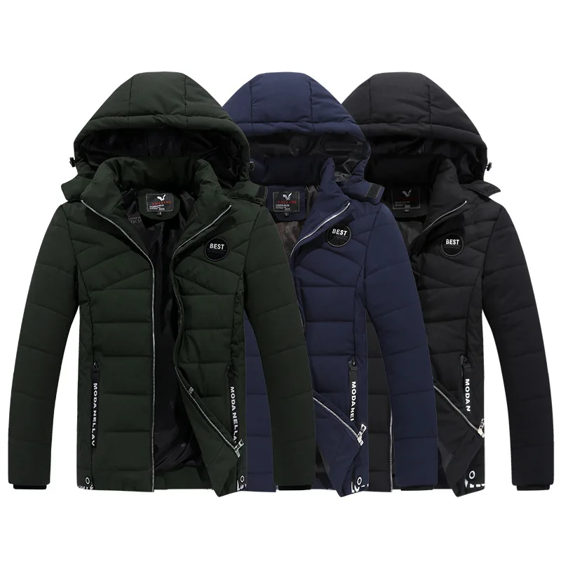Skup Z odpinanym kapturem ubrania wyściełane bawełną męskie zimowe w nowym stylu płaszcz męskie bawełniane ubrania Slim fit gruba ciepła w stylu koreańskim bawełna pa