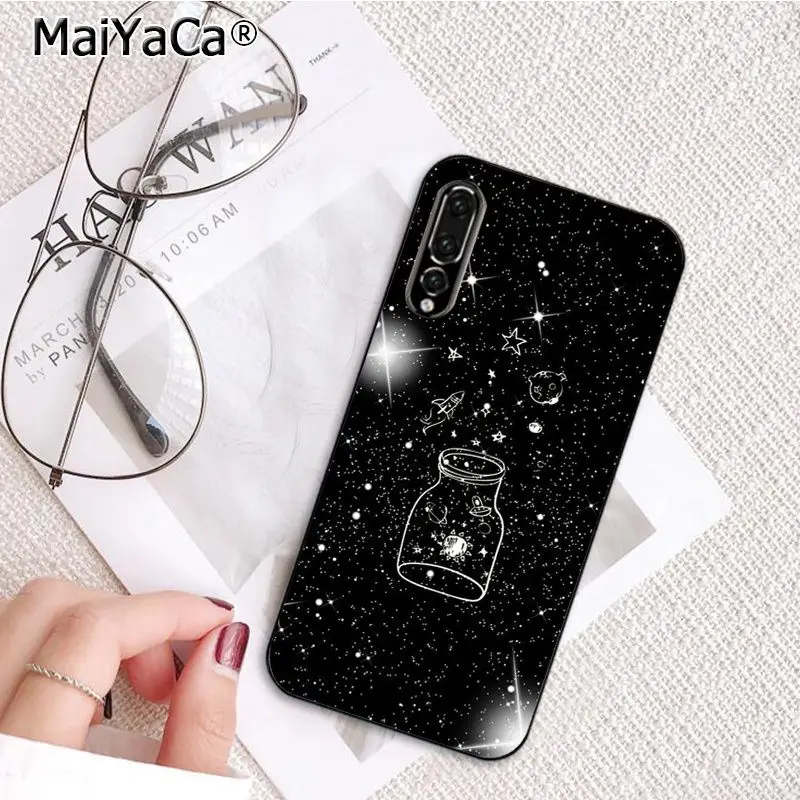 MaiYaCa небесно космическая планета черно белая Солнце Луна звезды телефонная таза