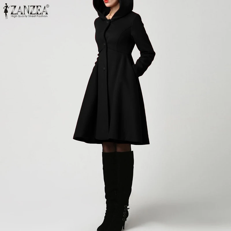 Very best Women Hoodies Coats Long Jackets 2019 ZANZEA Winter Turn Down Neck Overcoats Plus Size 5XL Ladies P