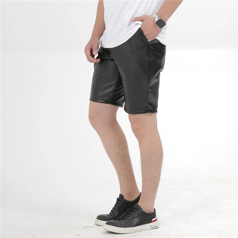 Summer Leather Shorts Men Fashion Brand Boardshorts Male Casual Shorts Comfortable Plus Size Mens Elastic Outerwear Khaki Shorts mens casual shorts