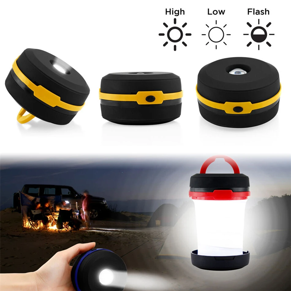 

Portable Camping Lantern USB LED Hiking Night Light Lamp Collapsable Flashlight ABS Last to 20 Hours Use 3 AA Battery