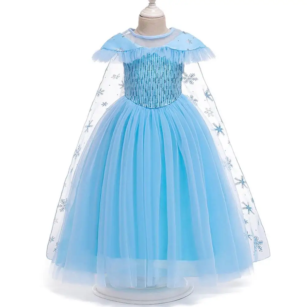 Платья принцессы для детей от 3 до 8 лет трикотажное платье Эльзы для девочек праздничные платья с героями мультфильмов для маленьких девочек летняя детская одежда для девочек Vestidos