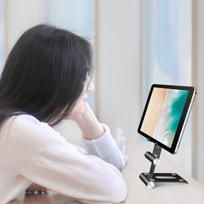 

Universal Phone Holder Stand Foldable Desk Holder Double Shaft Adjustable Universal for iPhone 11 Pro for iPad