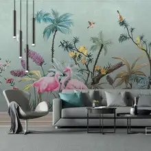 Пользовательские Настенные обои 3D средневековая ручная роспись тропический лес Фламинго фон декоративная картина на стену живопись