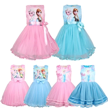 

Baby Girl Clothes Ice Snow Story Cosplay Elsa Anna Princess Dress Multiple Styles Cartoon Mesh Girls Dress 3-8 Year Kids Clothes