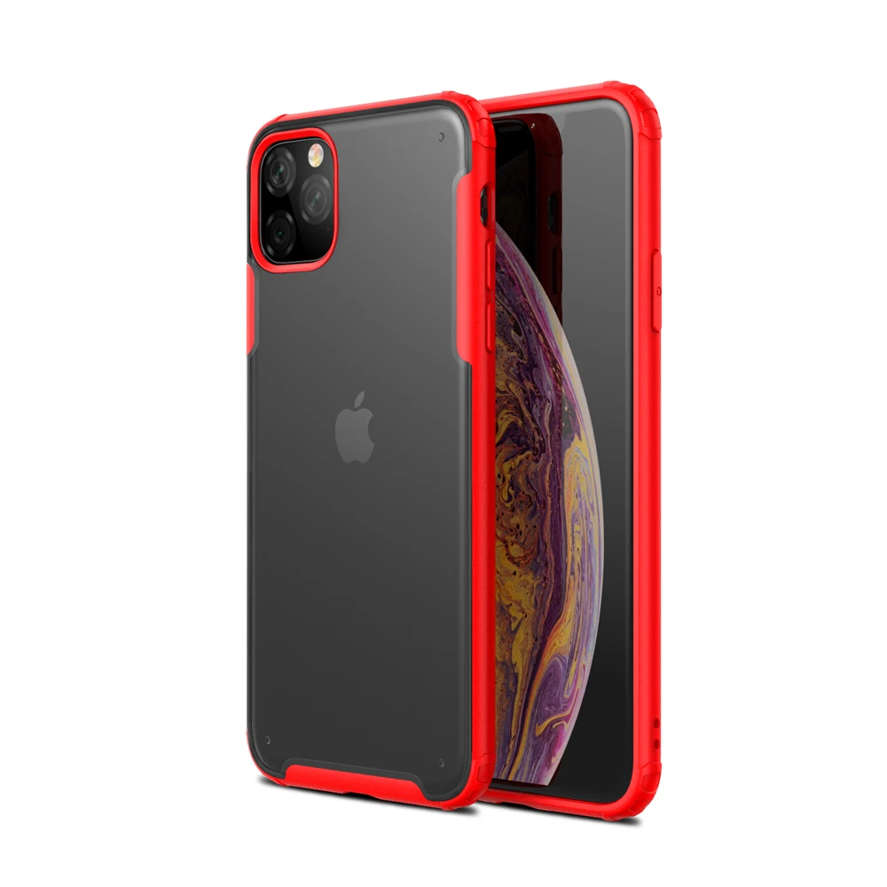 Для iPhone 11 Pro Max чехол прозрачный гибридный мягкий матовый ТПУ + PC противоударный