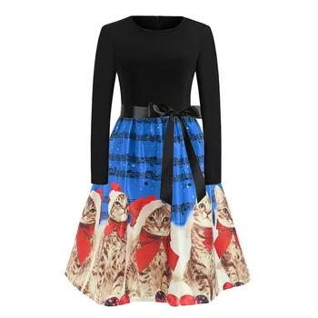 

Daily suit OWLPRINCESS Printed 2019 women's round neck long sleeve lace dress