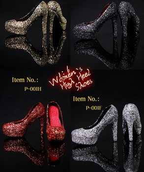 

P-001 1/6 Scale Sequined Crystal High Heels High Heeled Shoes 10 Styles for 12" Female Model Figure Action Figure Accessory
