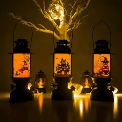 Хэллоуин светодиодный фонарик Ручной Настольный декоративный светильник подвесной фонарь Хэллоуин Праздничный экран для помещений