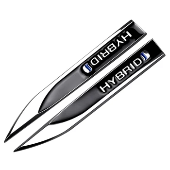 

2pcs Car Styling Car Body Fender Side Stickers Metal HYBRID Emblem For Toyota Hybrid Synergy Drive Prius Camry Rav4 Crown Auris