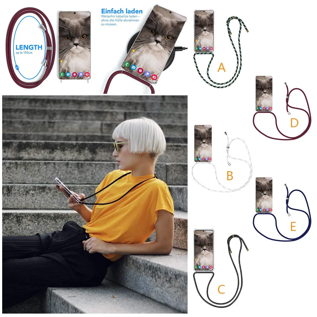 

Lanyard Neck Strap Retractable String Phone Cover Case for Samsung Note 10 / Note 10 Plus Phone Necklace Shockproof Bumper Case