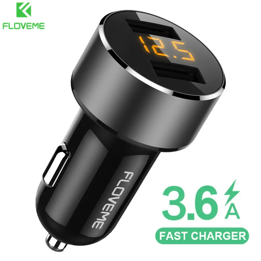 

FLOVEME 18W USB Car Charger usb cigarette lighter car charger quick charge 3.0 18w car charger For iPhone Xiaomi Dual Port Car Chargeur Charger USB 3.6A Fast Charging Car Charger For Mobile Phone car fast charger