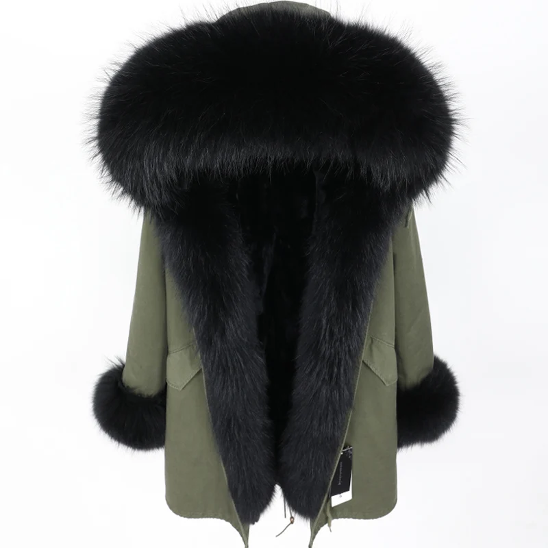 Пальто и куртки с натуральным мехом, женская зимняя парка, куртка с натуральным мехом, abrigos mujer invierno, меховые пальто с большим воротником - Цвет: FD2-8