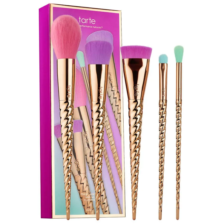 

Lefay Ya Tarte Makeup Brush Set 5 Unicorn Spiral Pattern Boxed Gold Plastic Handle Brush Suit Currently Available