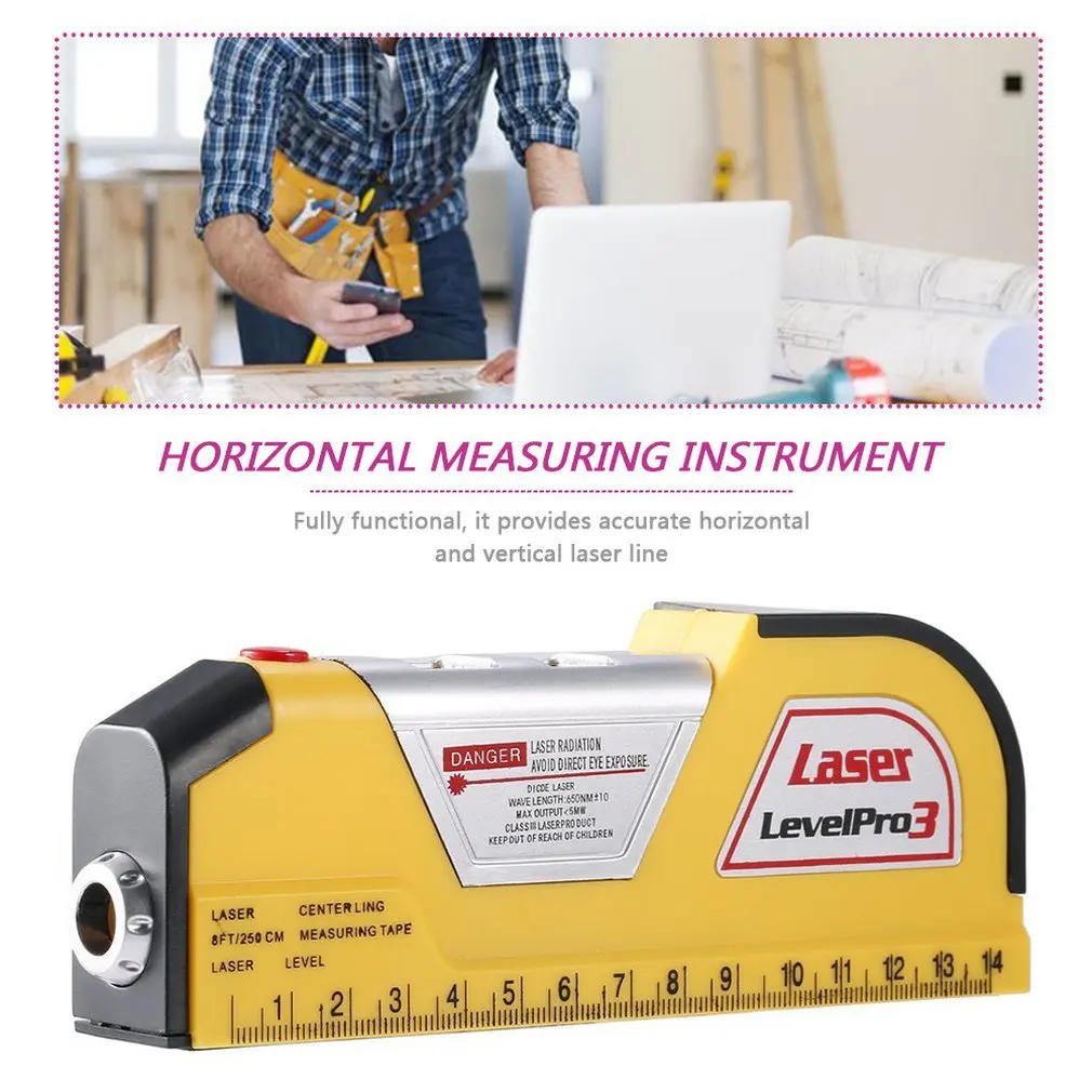 Infrared Laser Level Ruler Horizontal Meter Tape Scale Multi functional Measure Instrument Vertical Equipment Measuring Tool|Лазерные