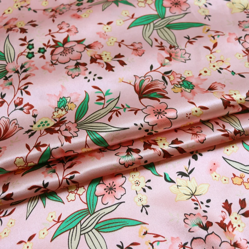 1 Meter x 1,48 Meter weicher, seidiger Satinstoff als Futter für Schal, Robe, DIY-Material, Retro-Blumenmuster – Detail 23