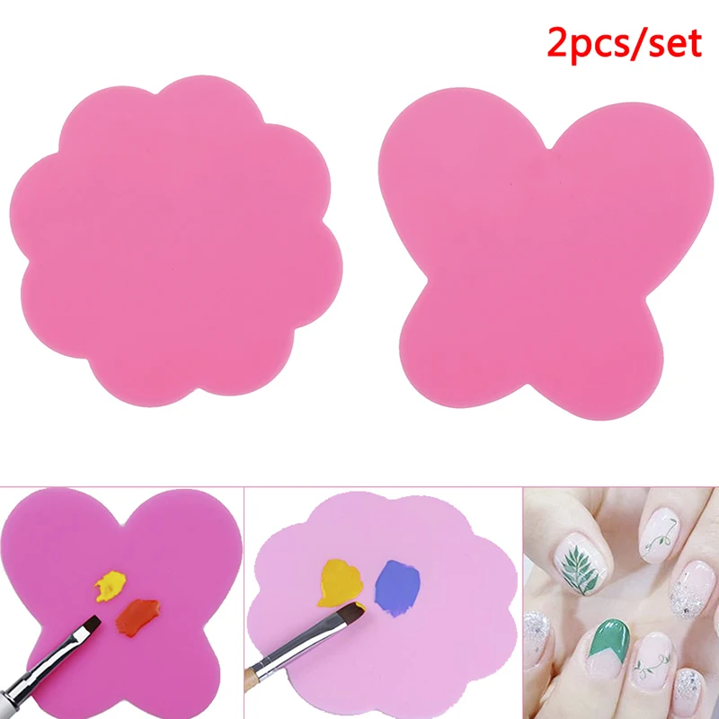 

2Pcs/Set Silicone Paint Palette Mat Butterfly Plum Blossom Foldable Washable Nail Art Stamping Pad DIY Manicure Nail Art Tools