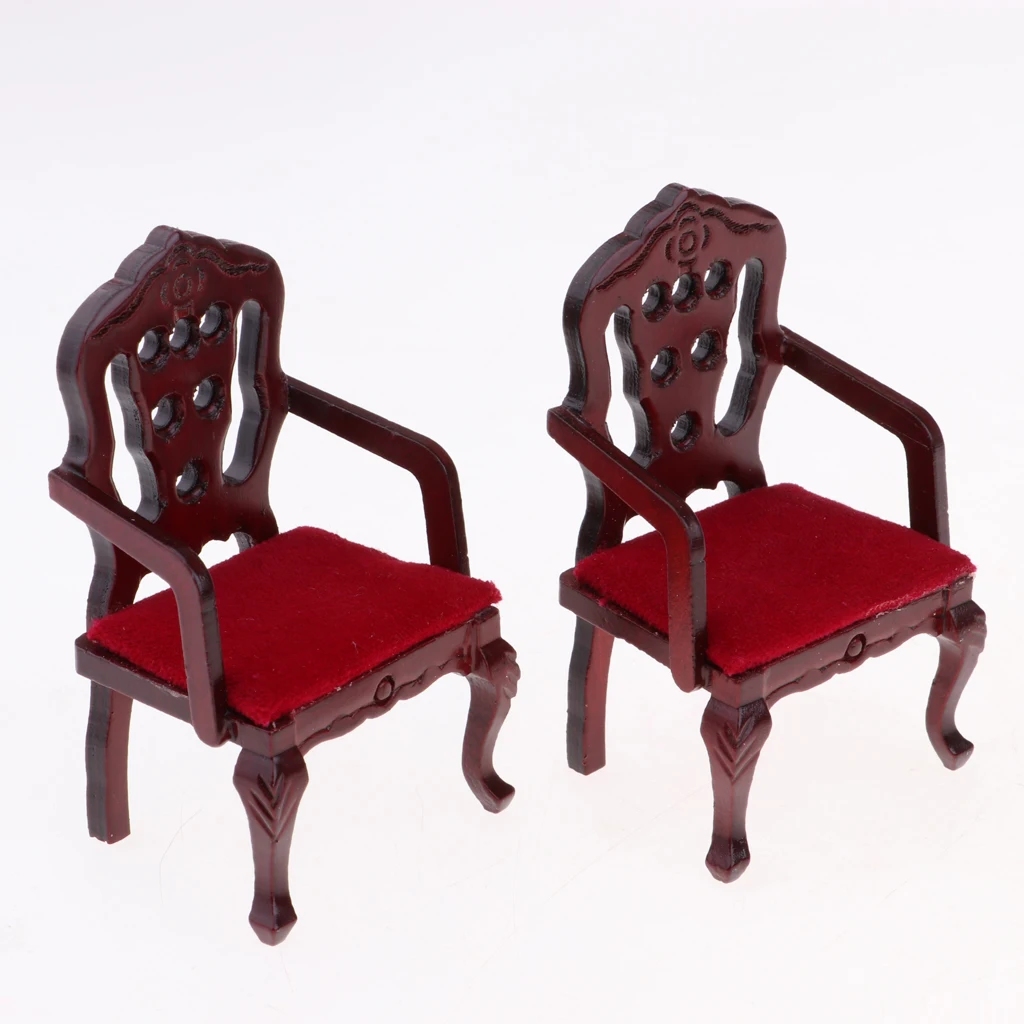 Vintage 1/12 Miniature Velvet Sofa Couch Chair Set for Dolls House Garden Yard Park Any Room Furniture Decor