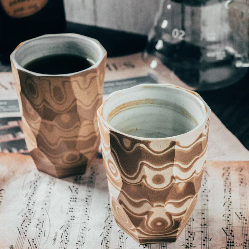 

Personalized Knife Cutting Crude Ceramic Coffee Mug Retro Cafe Tea Milk Cup Water Tumbler Japanese Style Simple Drinkware Gift