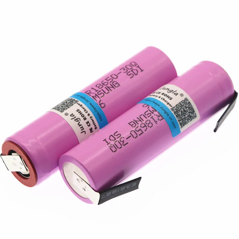 Jungla 30Q 18650 3000mah перезаряжаемый аккумулятор для электронных сигарет мощность Высокая разрядка 30A большой ток+ DIY nicke