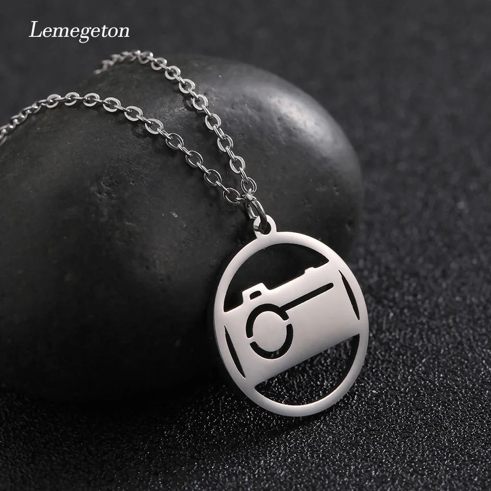 Lemegeton ожерелье с подвеской камеры для мужчин и женщин ожерелье из нержавеющей стали ювелирные изделия для юбилея подарки для влюбленных