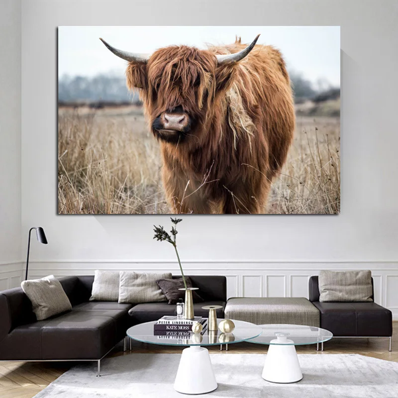 Корова Wall Art Холст Картина печатный плакат картина постеры с животными