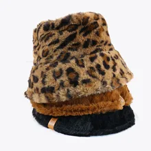 Милая шапка в рыбацком стиле; сезон осень-зима; сетчатая красная леопардовая расцветка; персональная плюшевая шапка-ведро; зимняя теплая утолщенная Шапка; b
