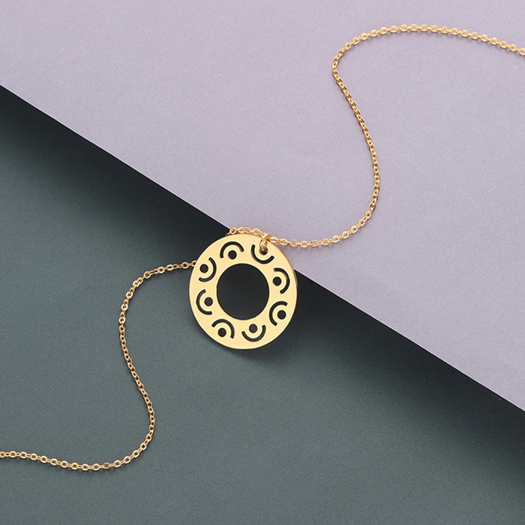 Kinitial нержавеющая сталь полый кулон Karma Rund ожерелье изысканный геометрический