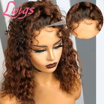 

Lwigs Ombre Color Short Water Wave Bob Wig Curly Lace Front Human Hair Wigs With Baby Hair Plucked Remy Brazilian Lace Bob Wigs