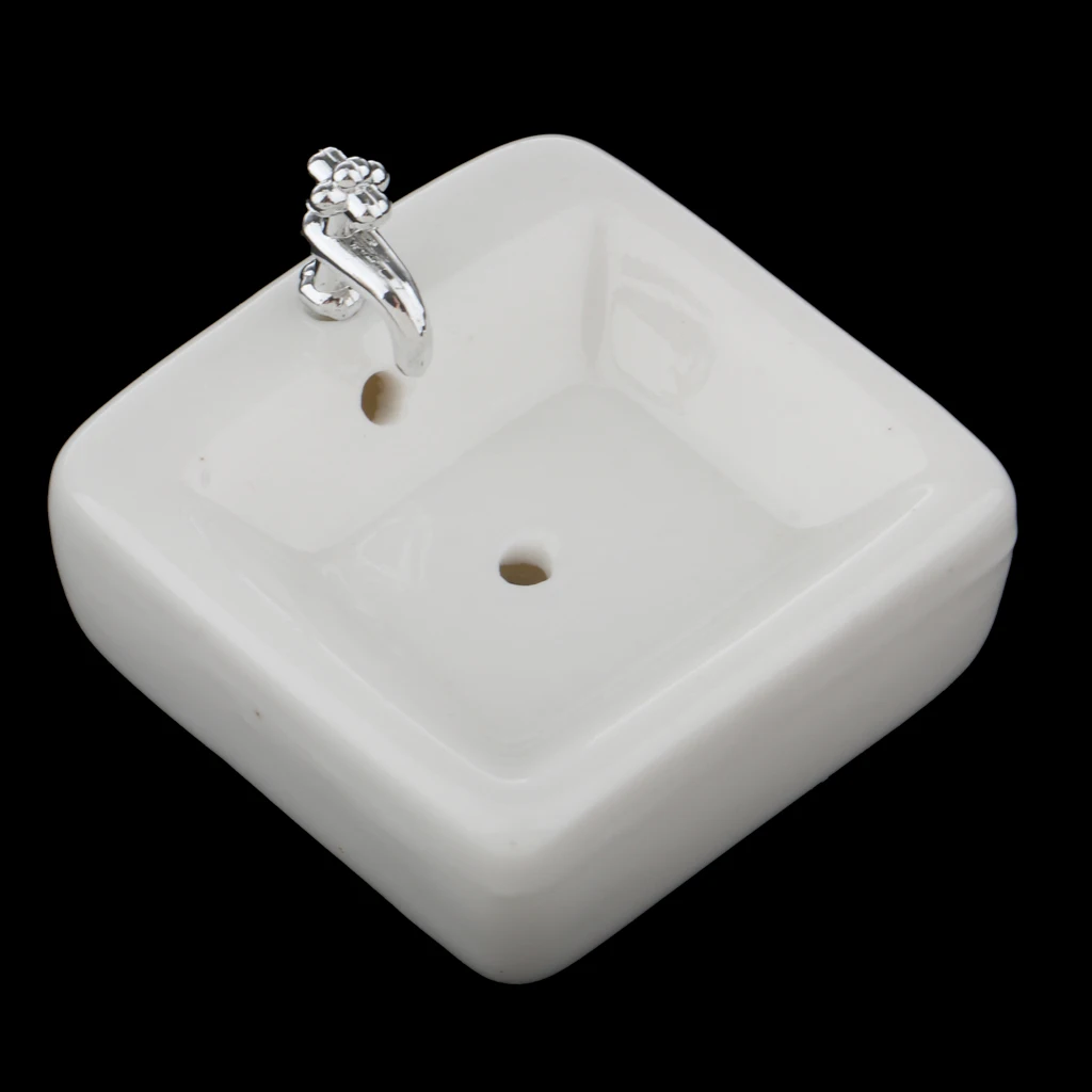 1:12 Mini Square Wash Basin Sink Simulation Dollhouse Furniture Model Accs