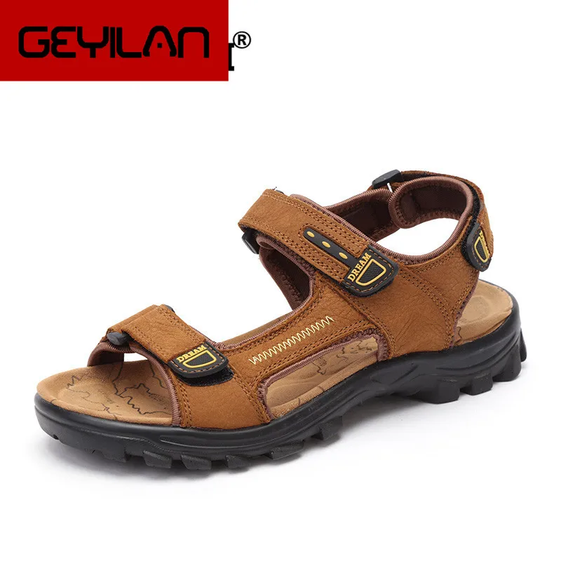 

Ramialali Brand Genuine Leather Men Sandals Shoes Summer New Men's Sandals Men Beach Sandals Fashion Leather Slippers