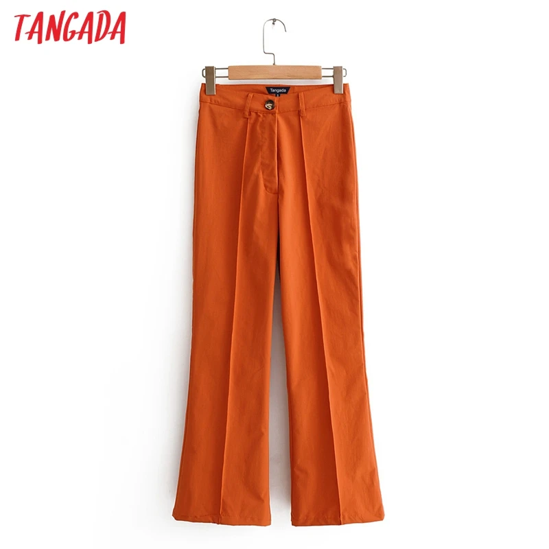

Tangada fashion women suit pants trousers pockets buttons 2019 office lady long pants pantalon QJ142